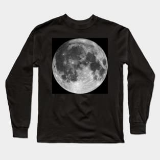 Full moon isolated on black night sky background Long Sleeve T-Shirt